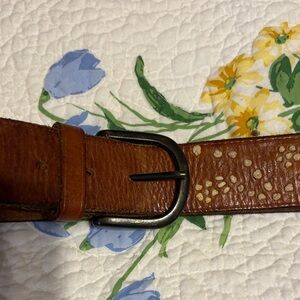 Brown Leather Belt with Silver Buckle